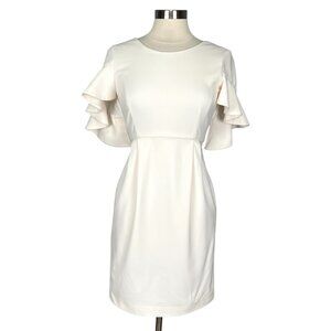 Camilyn Beth Womens White Short Ruffled Sleeve Dress Special Occasion size 4